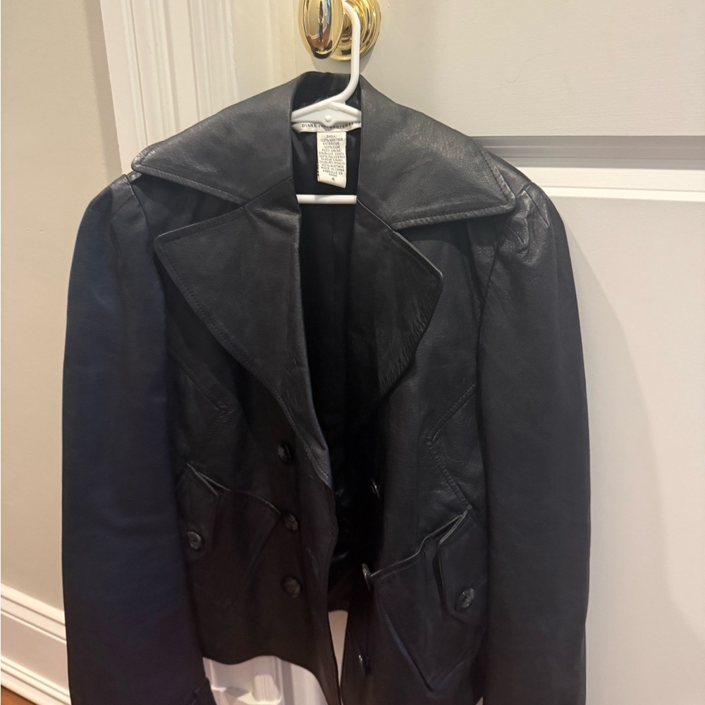 Diane Von Furstenberg Black Leather Jacket